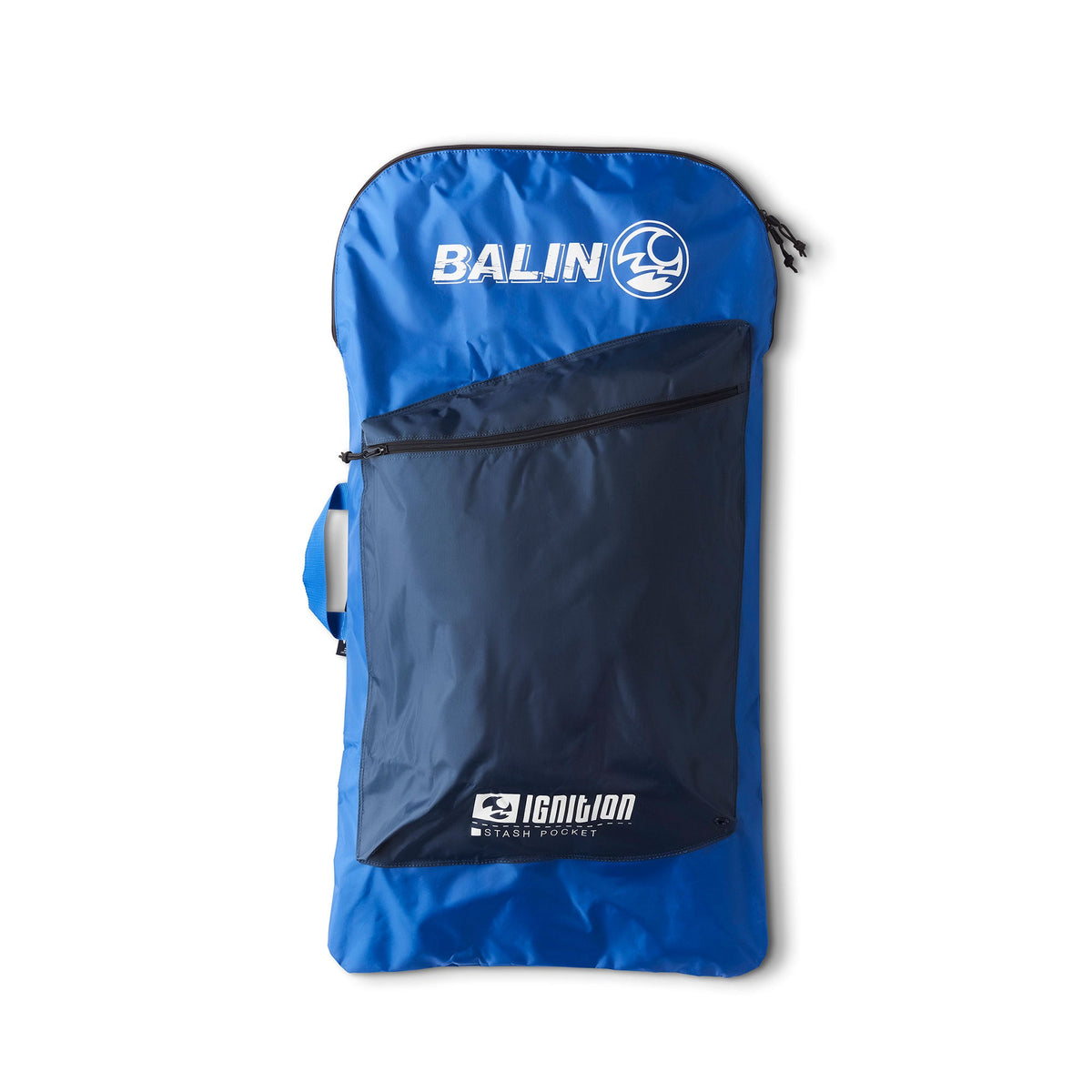 Balin Ignition Bodyboard Bag, blue bag exterior with front pocket