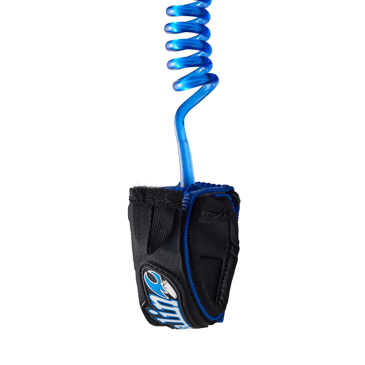 Balin Elbow Coil 7.0mm Bodyboard Leash, black-and-blue cuff with blue coiled cord