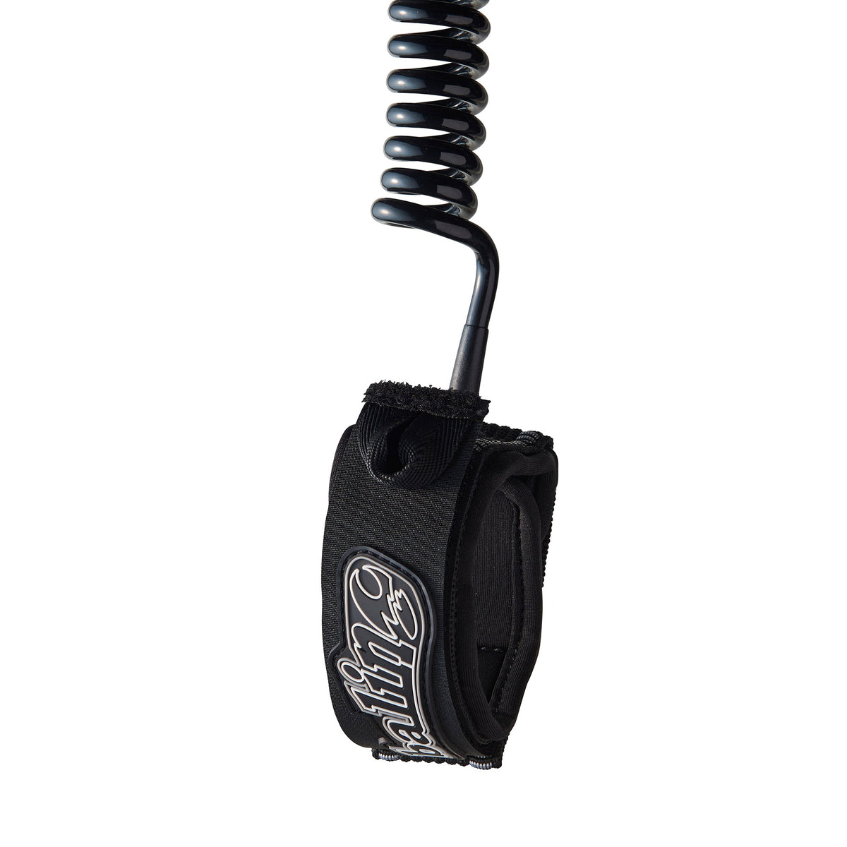 Balin Elbow Coil 7.0mm Bodyboard Leash, black cuff with black coiled cord