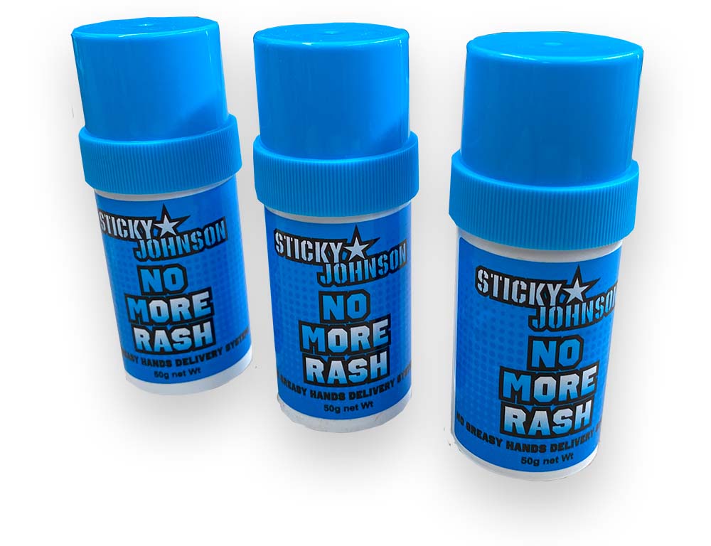 Sticky Johnson No More Rash Stick, three labelled stick containers shown together
