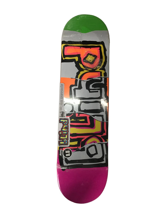 Blind OG Ripped HYB 8.0 skateboard deck with green pink orange and white Multi Neon graphic