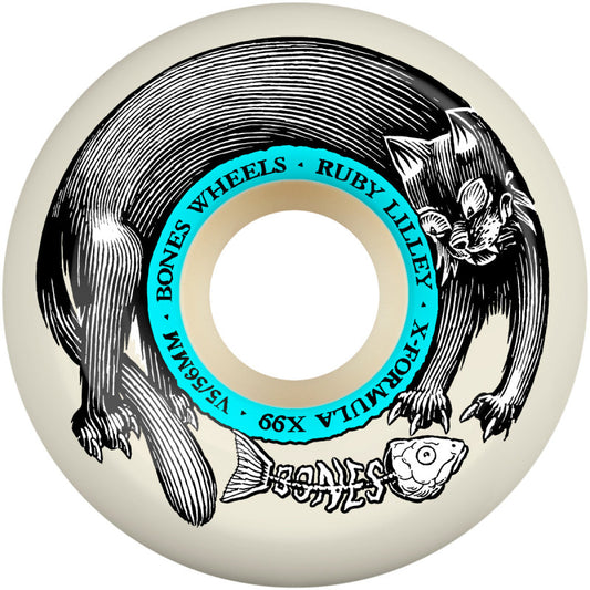 Bones X-Formula Ruby Lilley Black Cat V5 Sidecuts 99A Skateboard Wheels - White