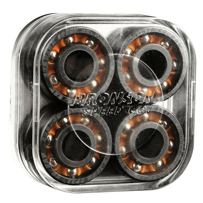 Bronson Speed Co. RAW Shieldless Skateboard Bearings 8 Pack