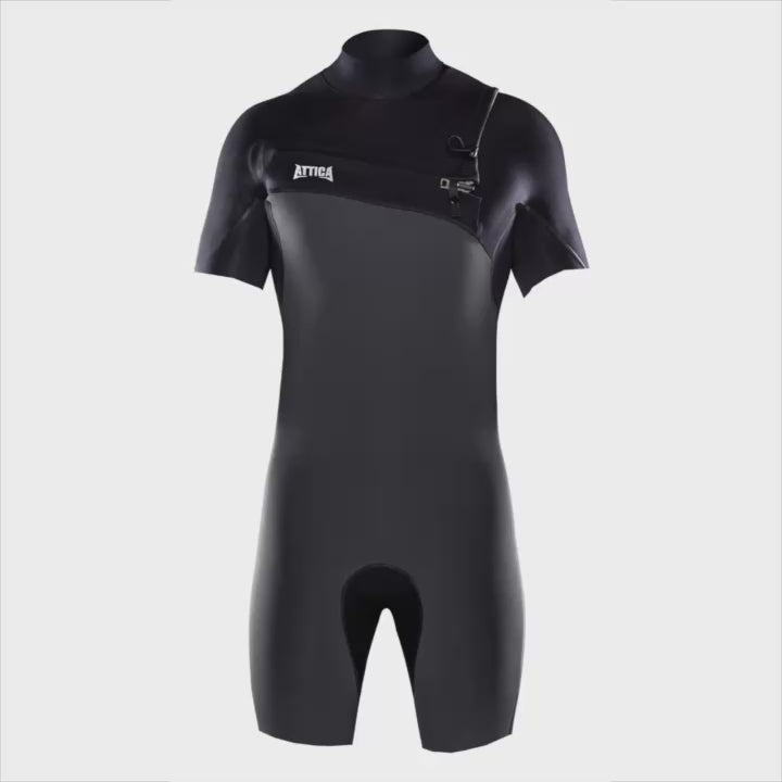 Attica OMEGA Short Sleeve Chest Zip 2/2MM Spring - GRAPHITE / BLACK