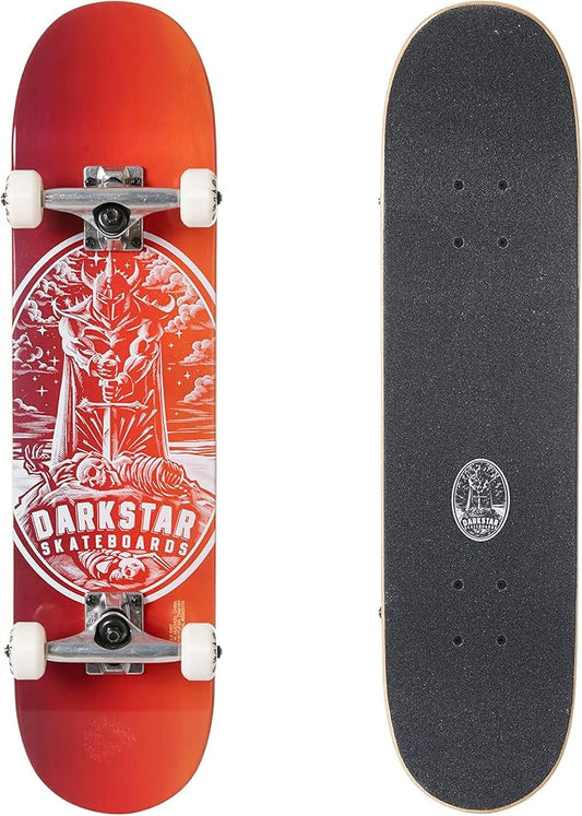 Darkstar Warrior Premium Youth 7.375 inch Complete Skateboard top and bottom view shed nine
