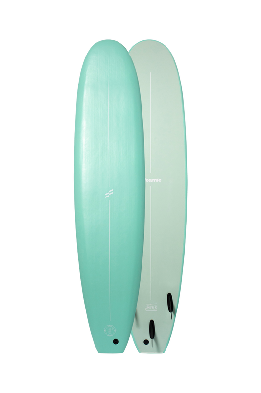 Foamie The Drifter 8ft softboard in Menthol, deck and underside views