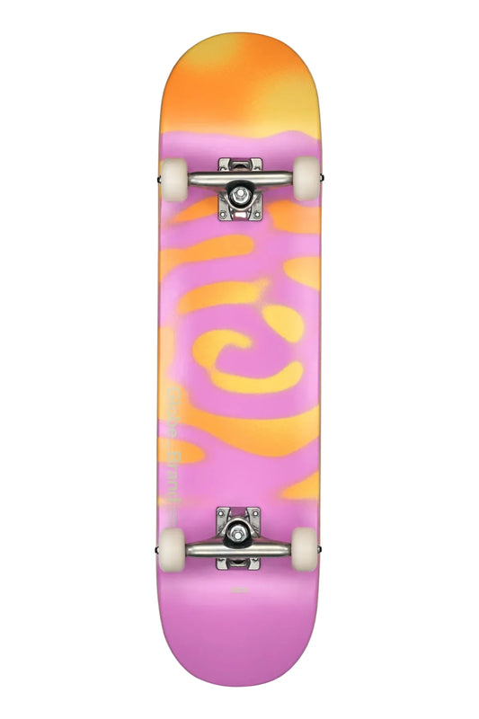 Globe G0 Pond 7.75 inch Complete Skateboard in Pink/Honey top and bottom view shed nine