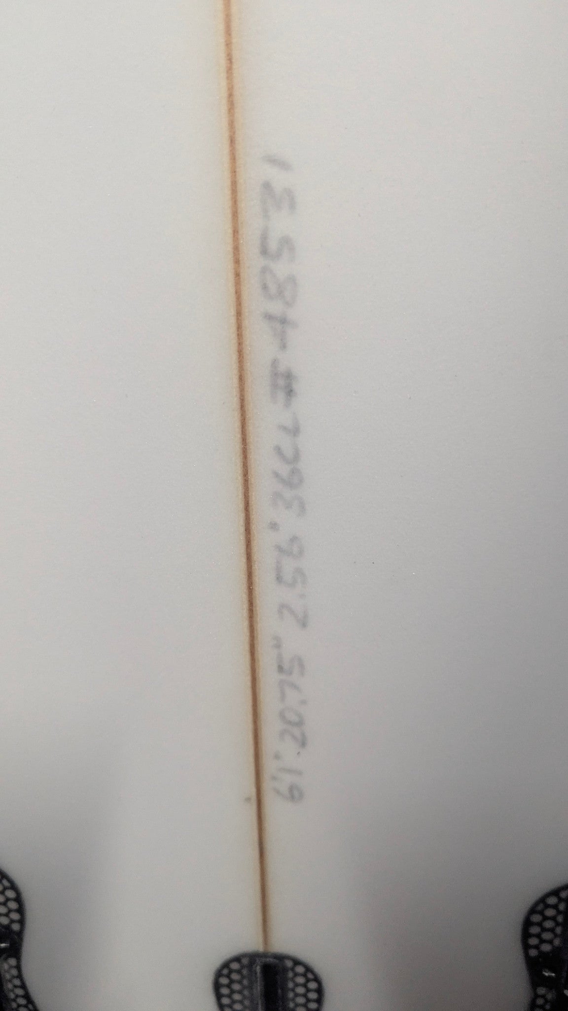 Handwritten dimensions on the actual Lost Mayhem Rad Ripper board