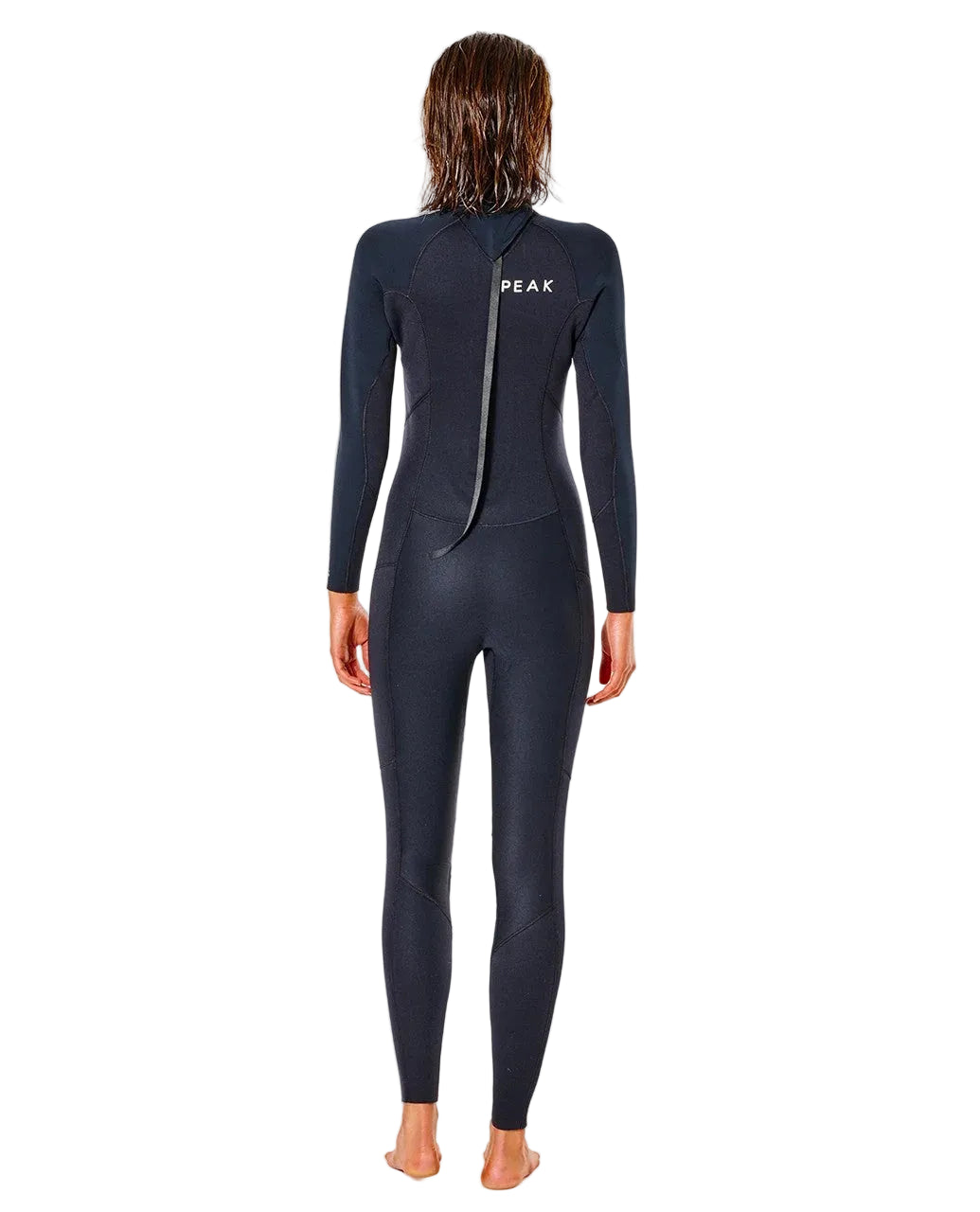 Peak Women’s Energy 4/3GB Back Zip Steamer Wetsuit in black back view shed nine