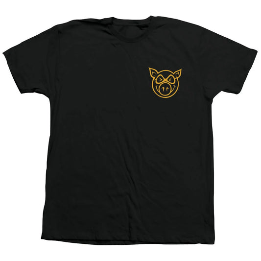 Pig Wheels Pig Head T-Shirt - Black/Yellow