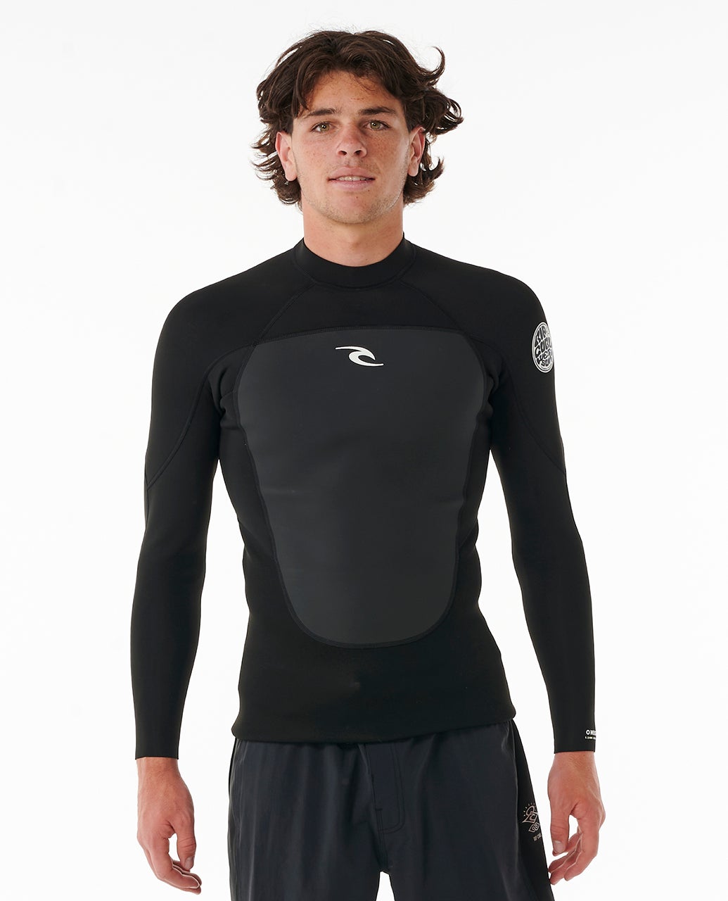 Rip Curl Omega 1.5mm Long Sleeve Wetsuit Jacket - Black, front view