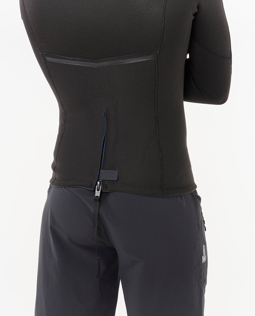 Rip Curl E-Bomb 1.5mm Long Sleeve Wetsuit Jacket - Black, lower-back zip detail view