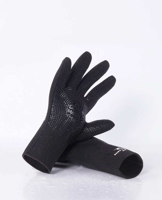 Rip Curl Dawn Patrol 3mm black wetsuit gloves showing palm and back