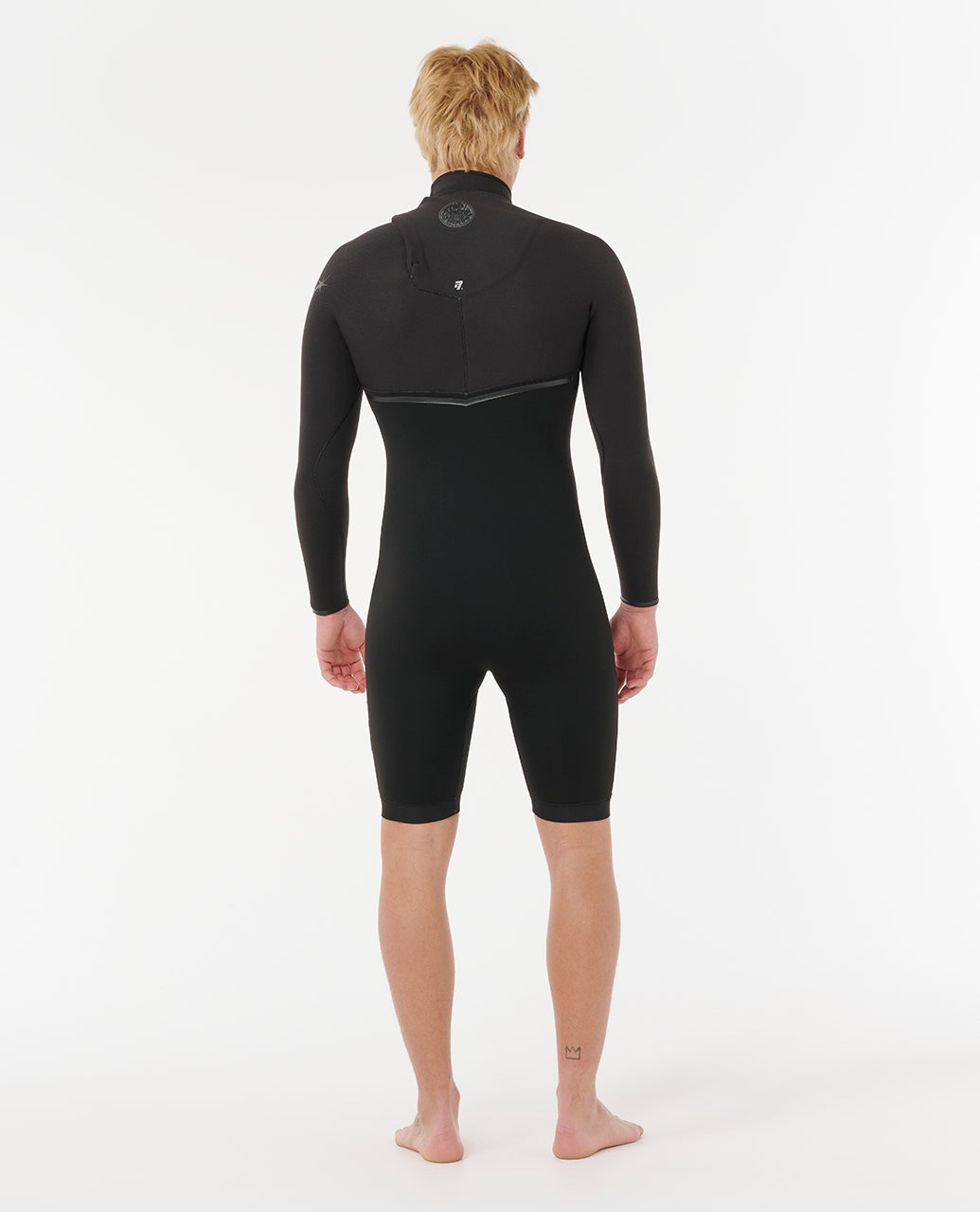 Rip Curl E-Bomb 123MSP 2/2mm long sleeve zip-free springsuit in Black, back view