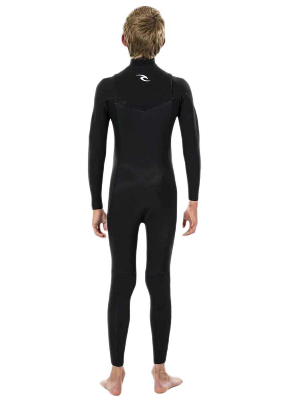 Back view of Rip Curl Junior Dawn Patrol 4/3GB Chest Zip Steamer in Black shed nine