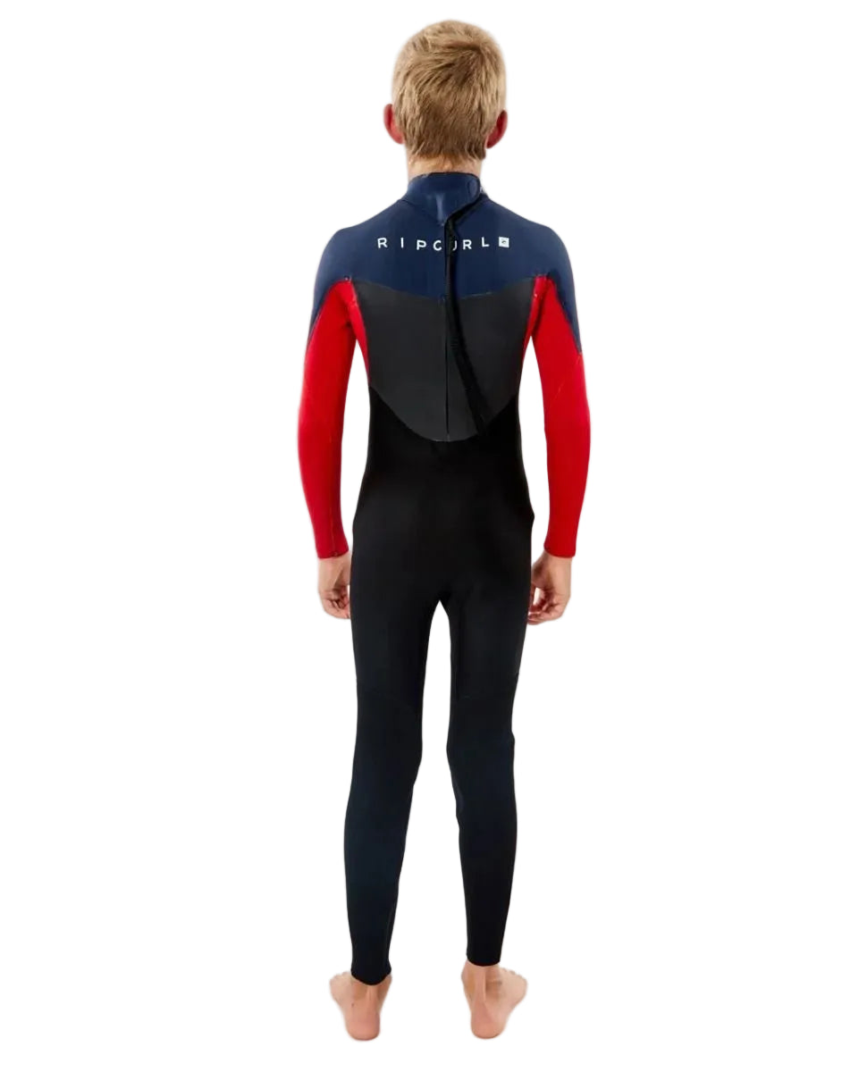 Back view of Rip Curl Junior Omega 4/3GB Back Zip Steamer in Slate shed nine