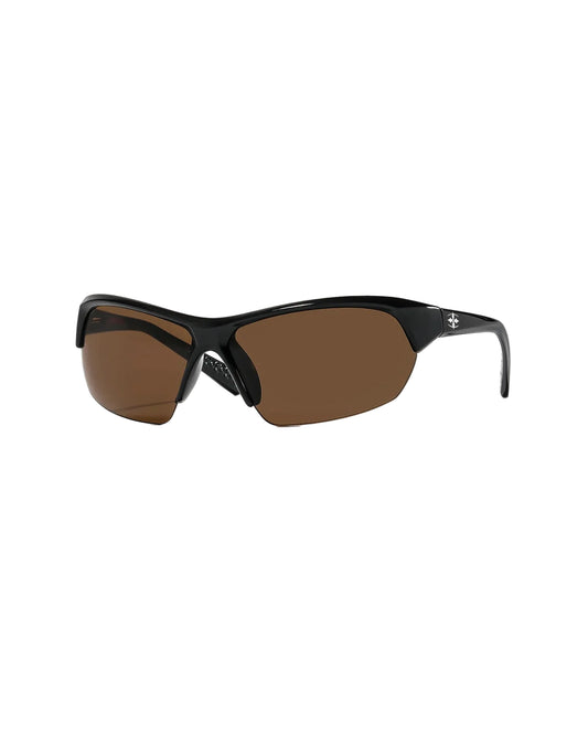 Angled view of Ritual Vision Break & Enter Sunglasses in Metallic Black / Bronze shed nine