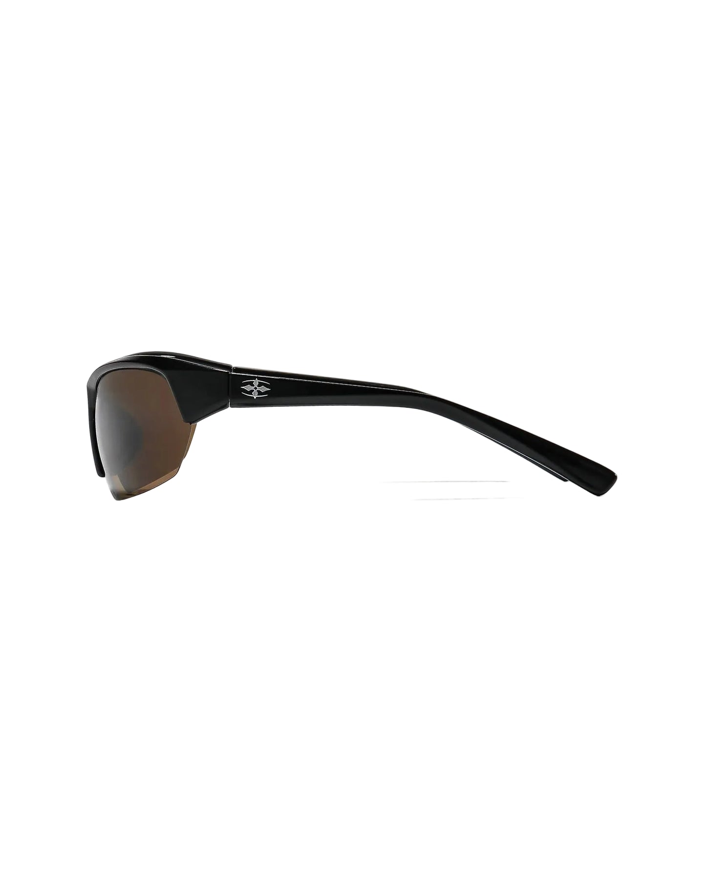 Side profile view of Ritual Vision Break & Enter Sunglasses in Metallic Black / Bronze shed nine