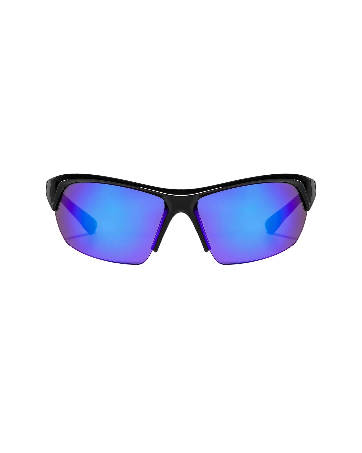 Ritual Vision Break & Enter Sunglasses in Polished Black / Reflective Blue front view shed nine