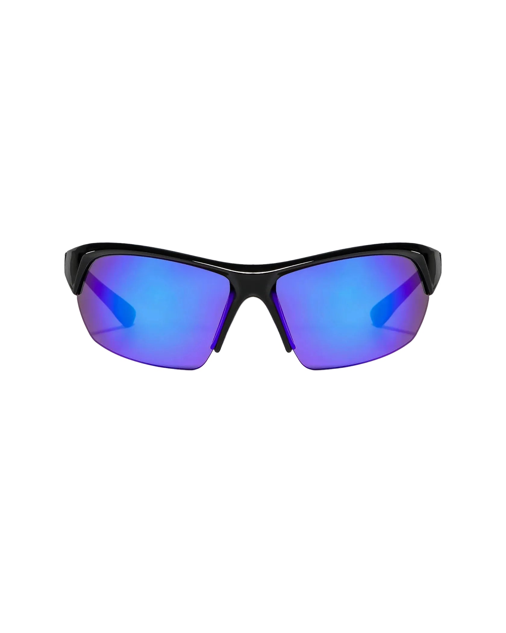 Ritual Vision Break & Enter Sunglasses in Polished Black / Reflective Blue front view shed nine