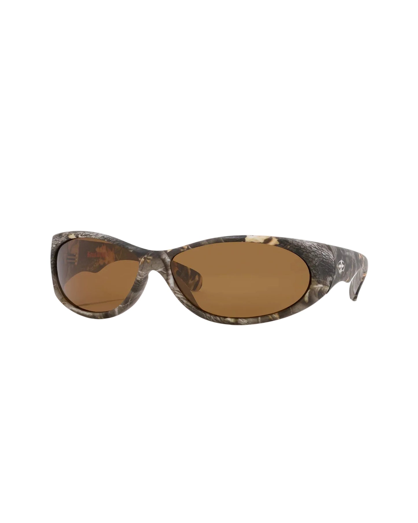 Angled view of Ritual Vision Demon Speed Sunglasses in Combat / Bronze Polarised shed nine