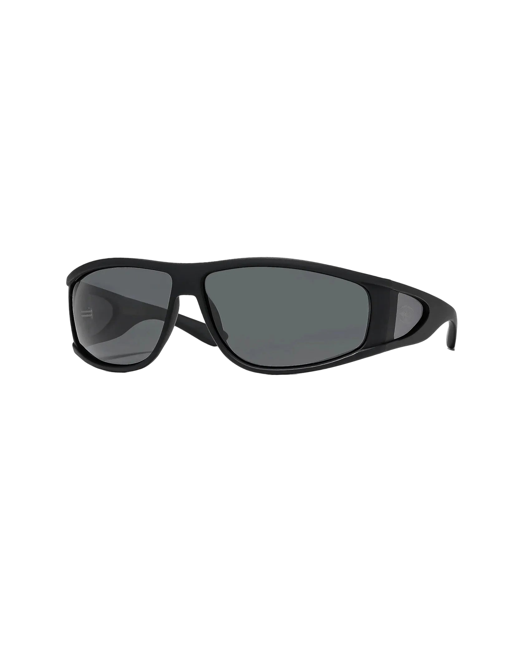 Angled view of Ritual Vision The Vacationer Sunglasses in Matte Black / Black Polarised shed nine