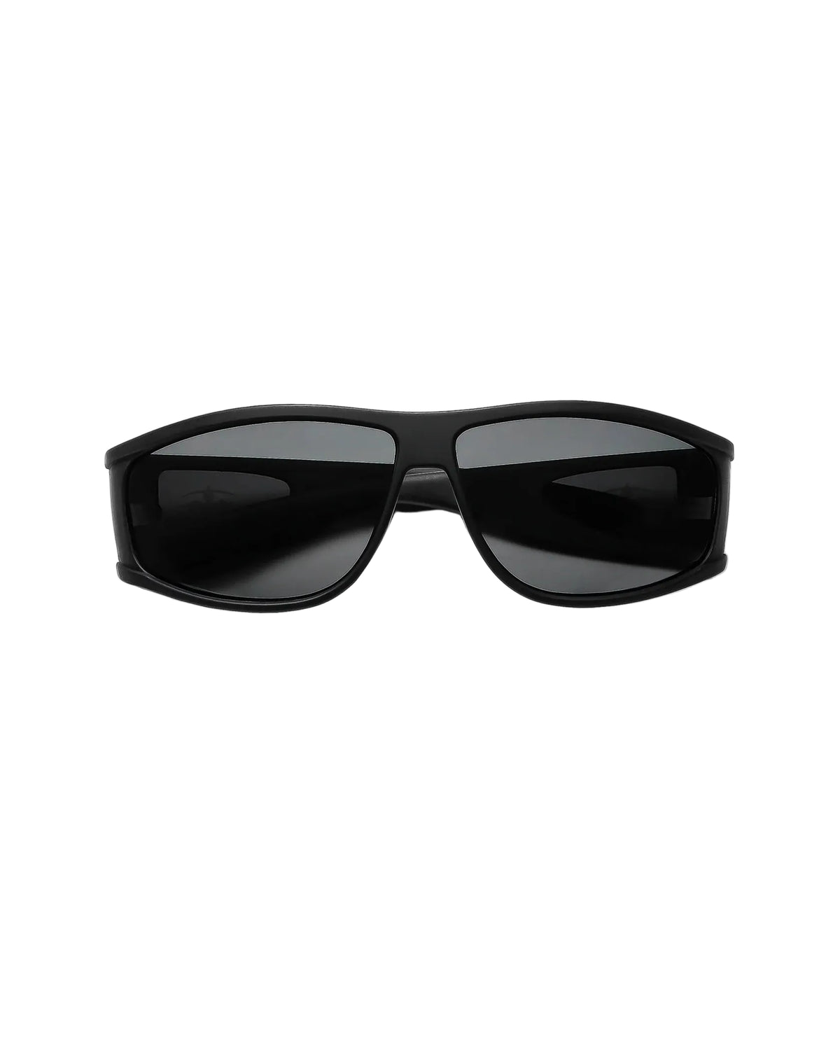 Front angle view of Ritual Vision The Vacationer Sunglasses in Matte Black / Black Polarised shed nine