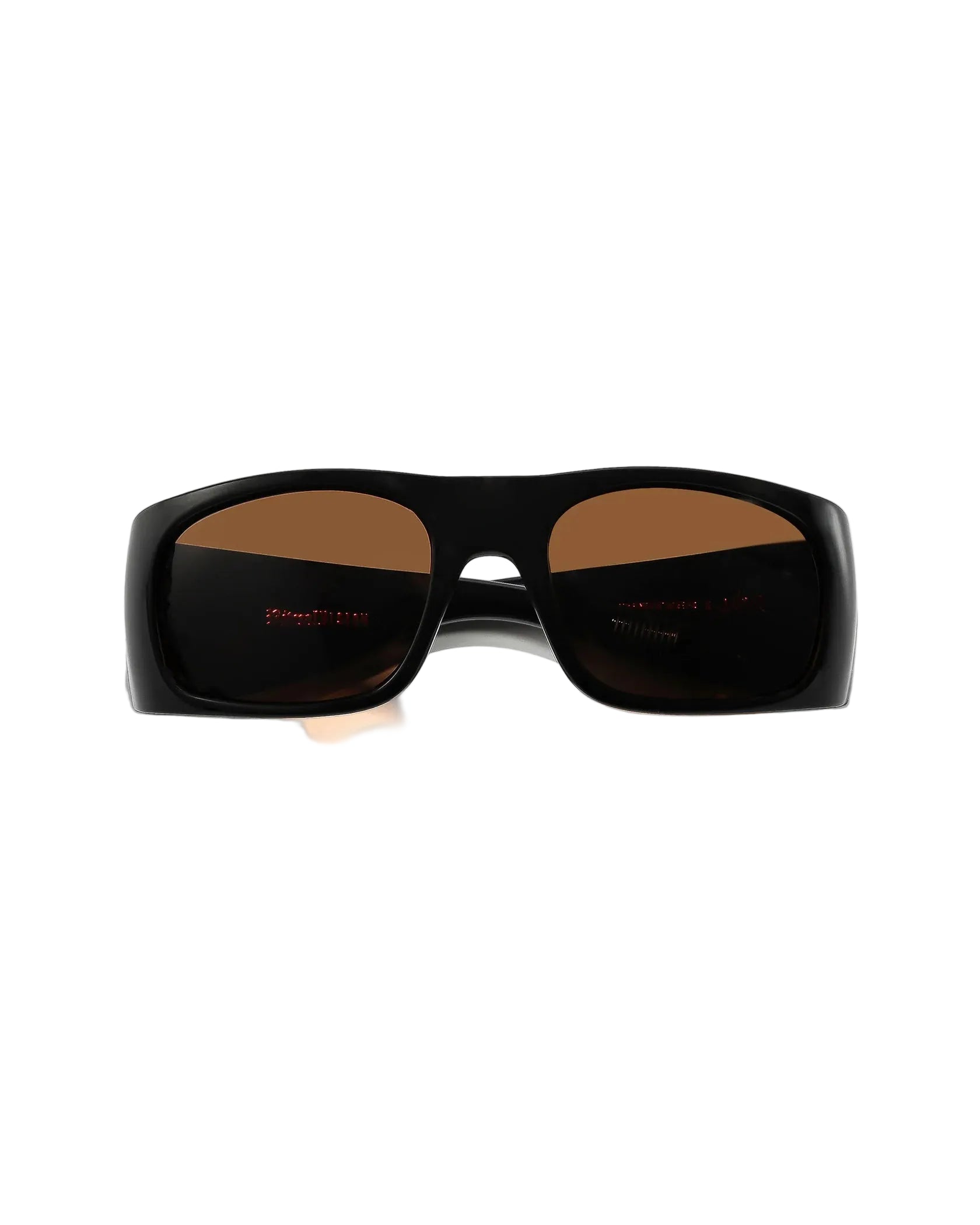 Front angle view of Ritual Vision Transmitter Noa Sunglasses in Polished Black / Bronze Polarised shed nine