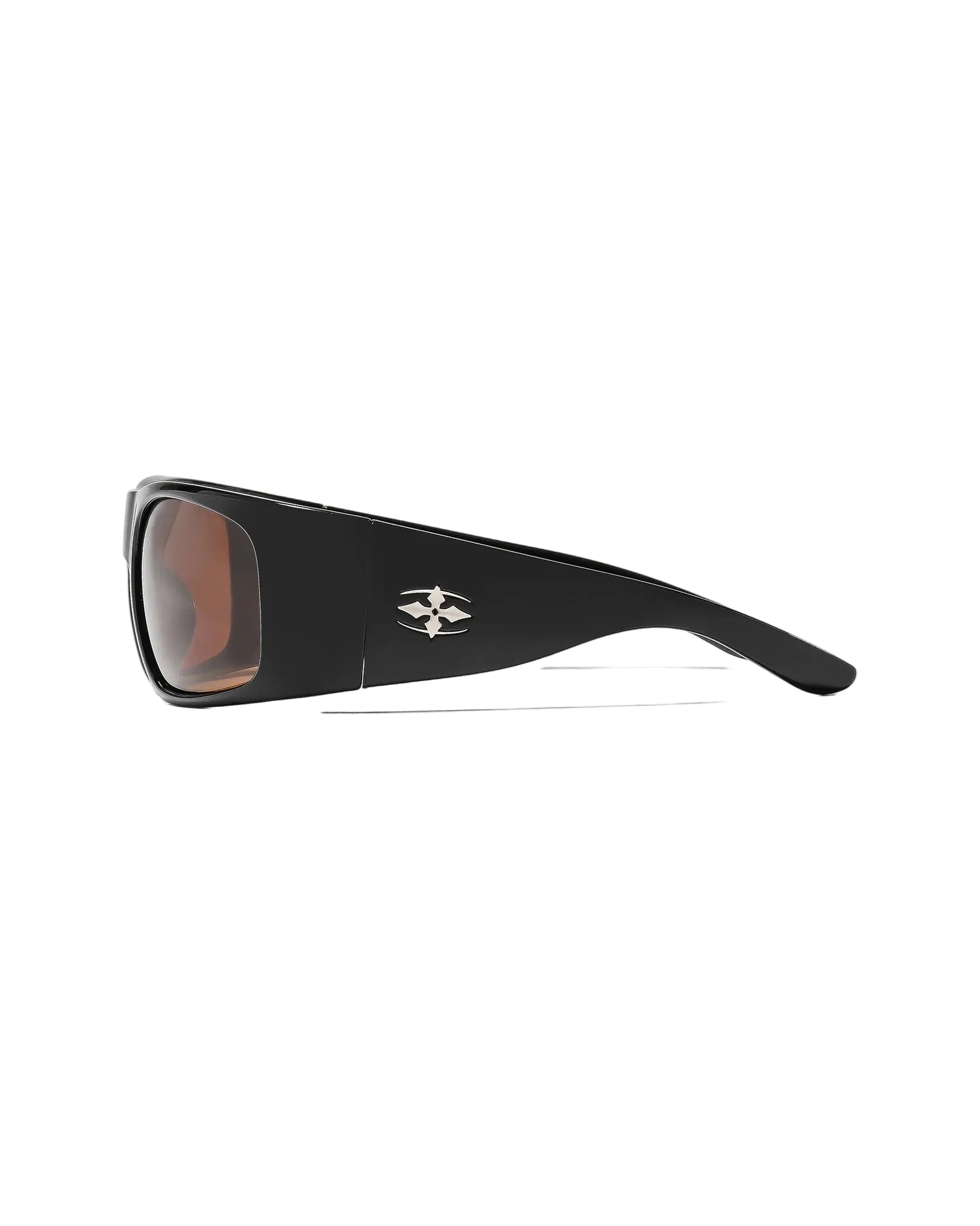 Side profile view of Ritual Vision Transmitter Noa Sunglasses in Polished Black / Bronze Polarised shed nine