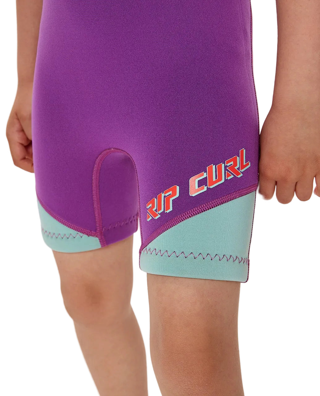 Purple and teal Rip Curl swimsuit on a white background shed nine