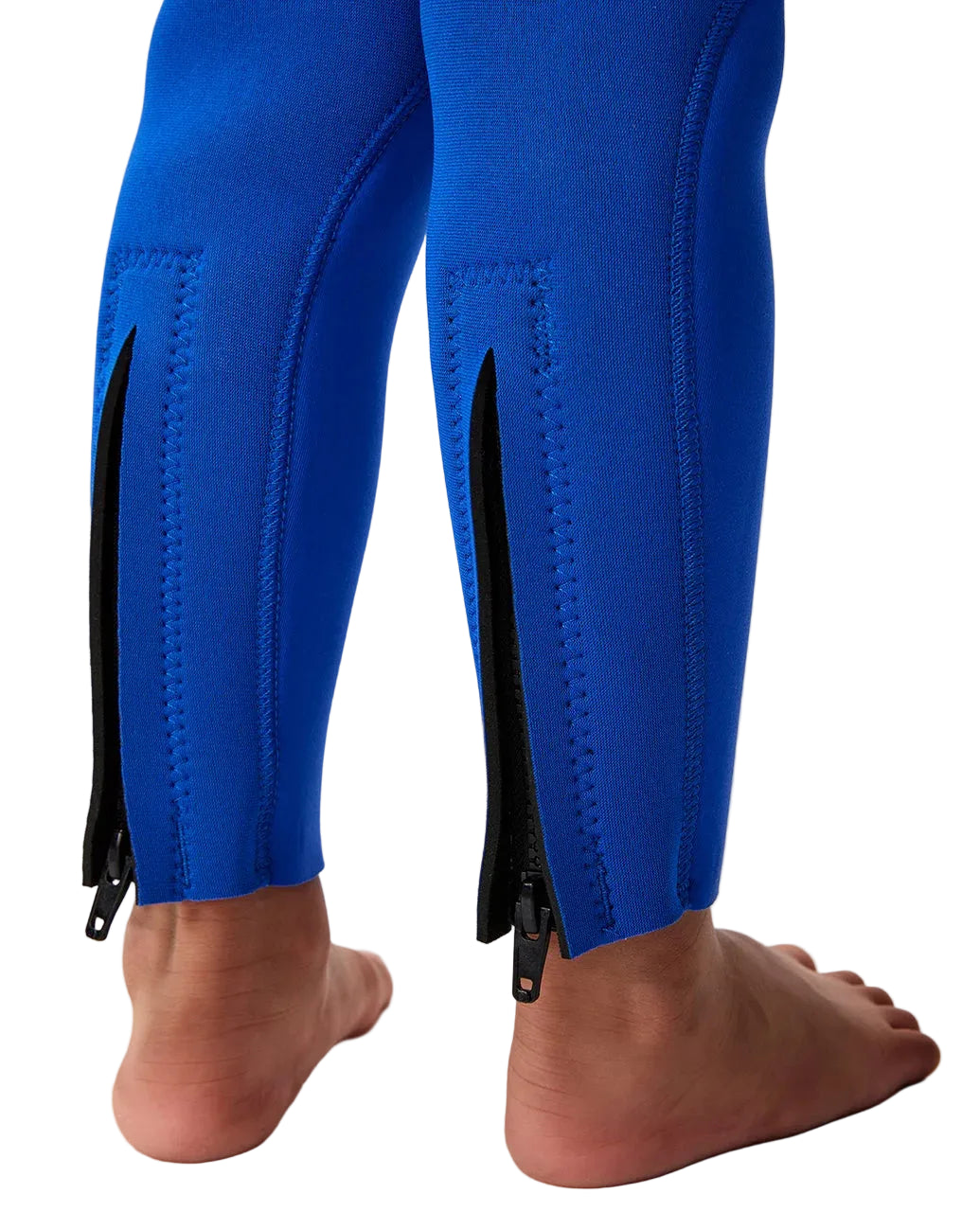 Blue leggings with black side panels on a white background shed nine