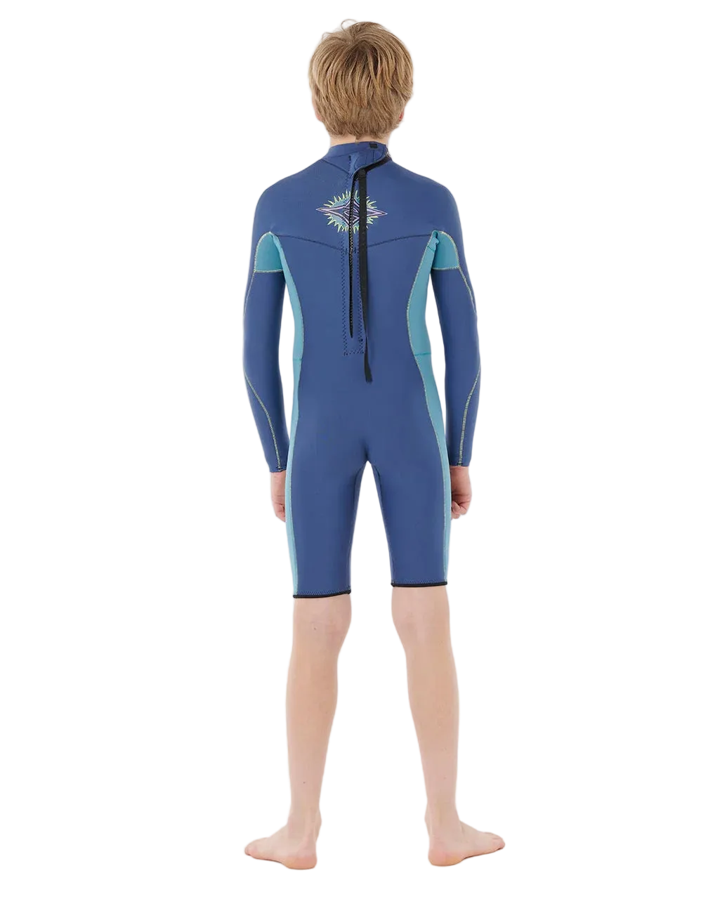 shed nine Person wearing a blue wetsuit on a white background
