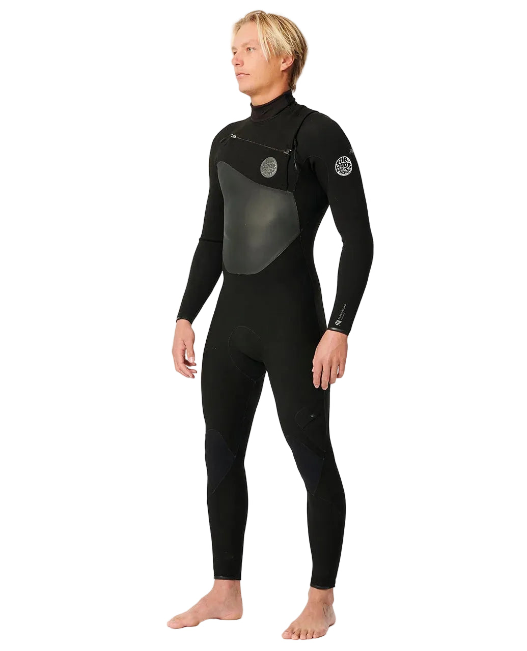 Person wearing a black wetsuit on a white background shed nine