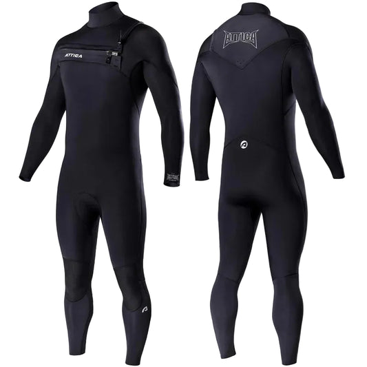 Black wetsuit shown from front and back on a white background shed nine 