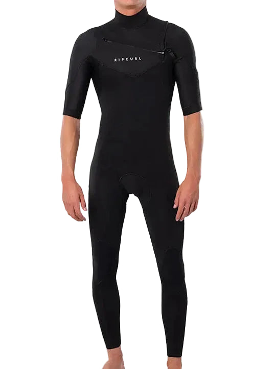 SHED NINE Person wearing a black Rip Curl wetsuit on a white background
