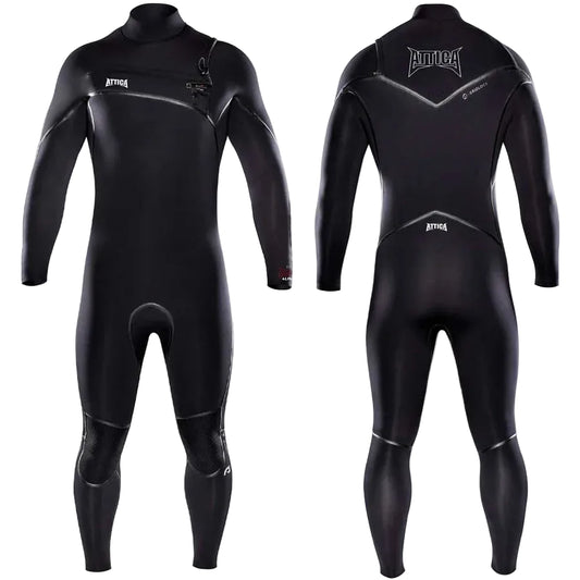 Black wetsuit with brand logo on a white background shed nine 