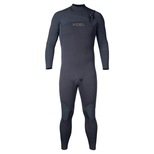 Xcel Men’s Comp 3/2mm Chest Zip Steamer Wetsuit in black front view shed nine 