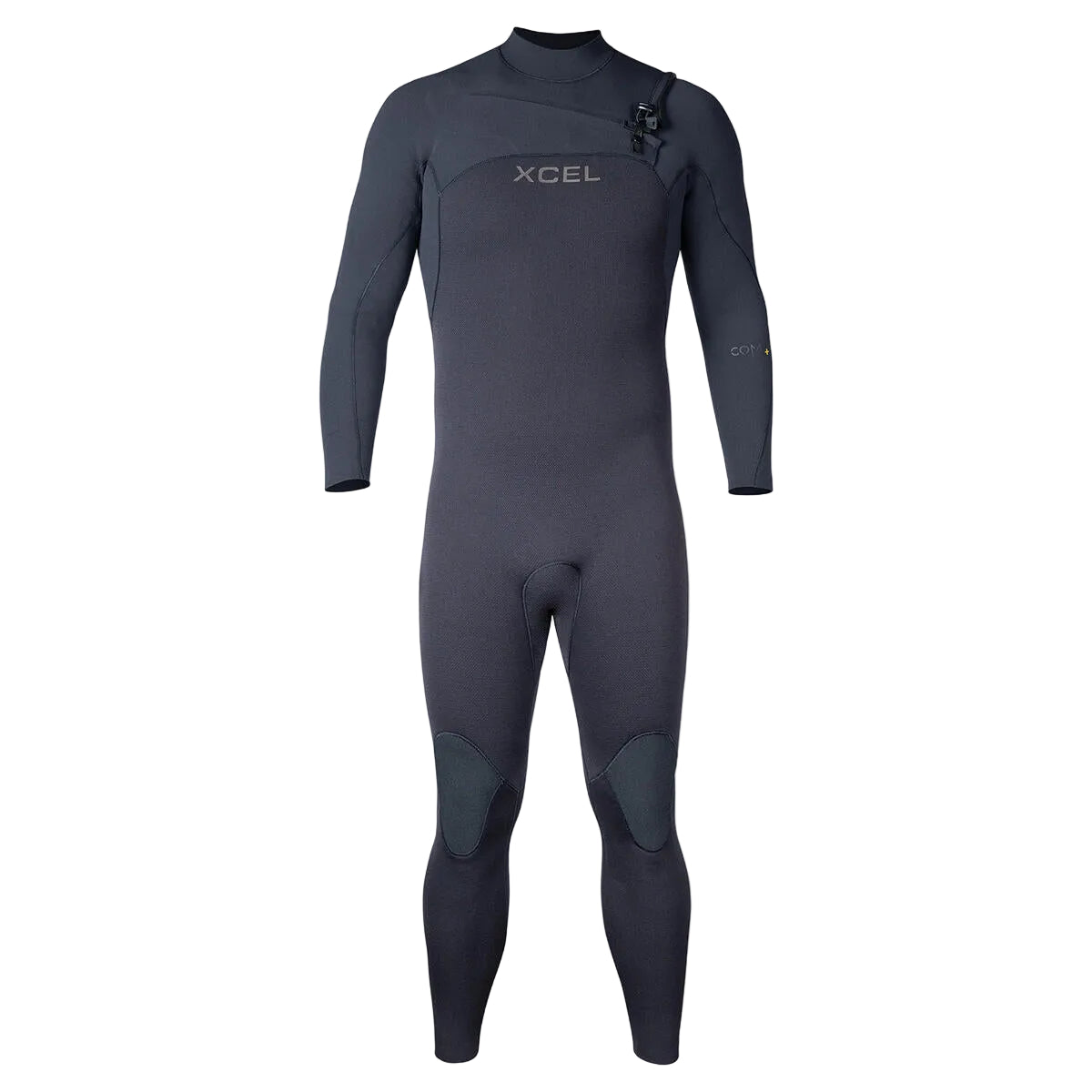 Black wetsuit with XCEL branding on a white background shed nine 
