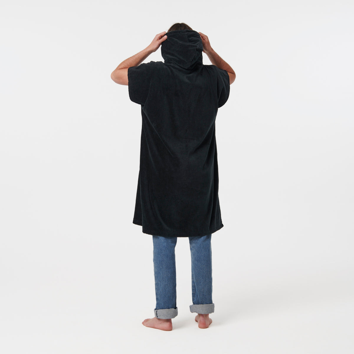 Slowtide The Digs changing poncho in Black, back view