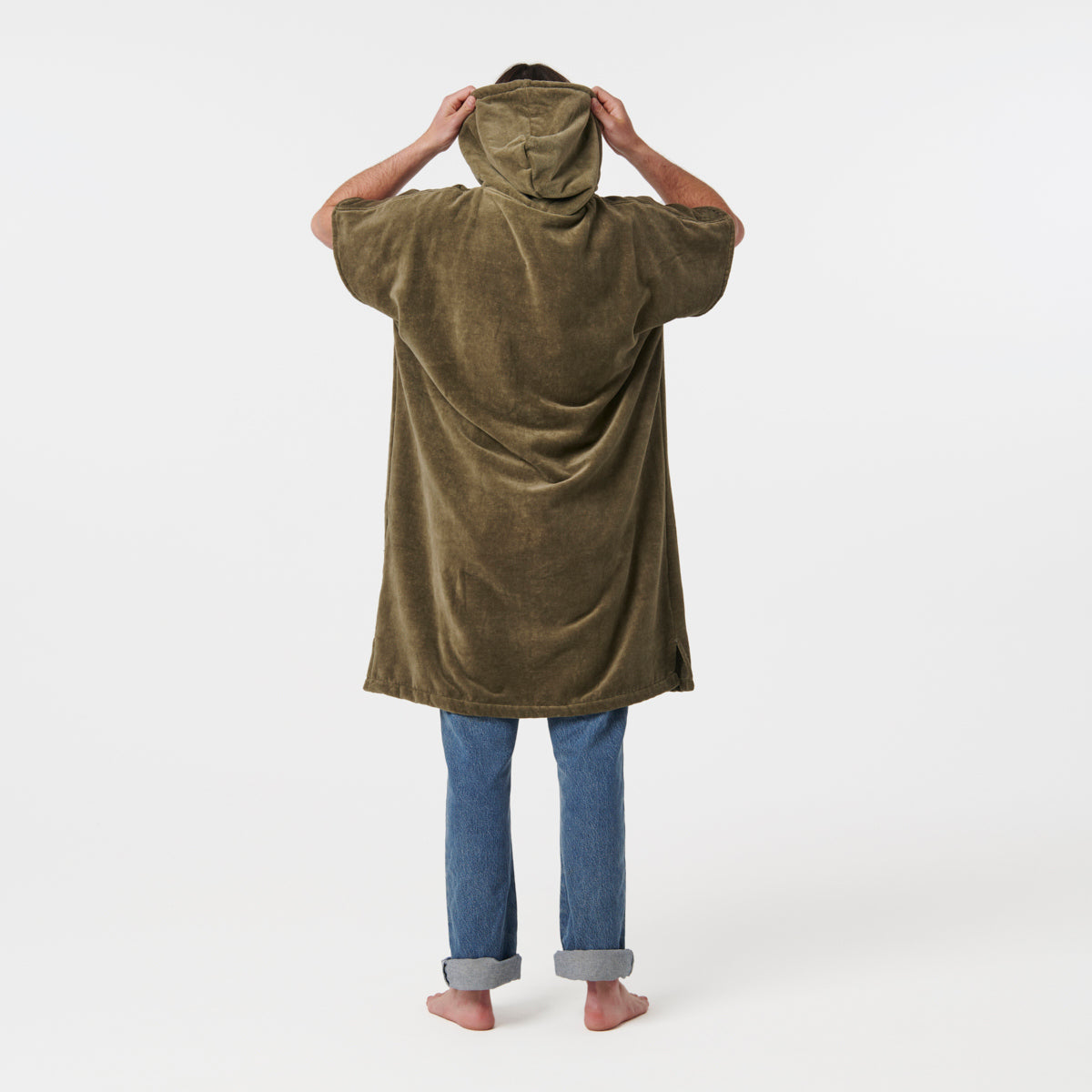 Slowtide The Digs changing poncho in Green, back view
