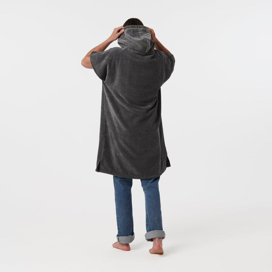 Slowtide The Digs changing poncho in Heather Grey, back view
