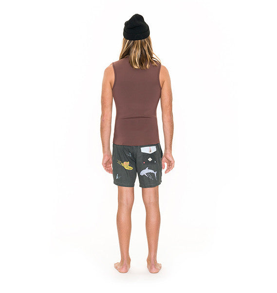 TCSS Muddled Muscle 2mm Front Zip Wetsuit Vest in Apple, back view