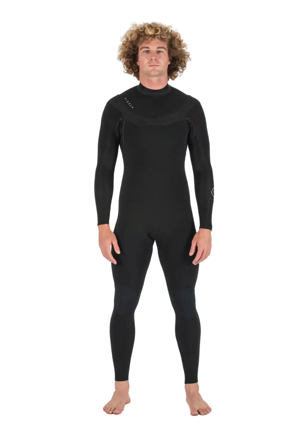 Vissla Men’s New Seas 3/2 U-Zip Steamer Wetsuit in Black 2 front view shed nine