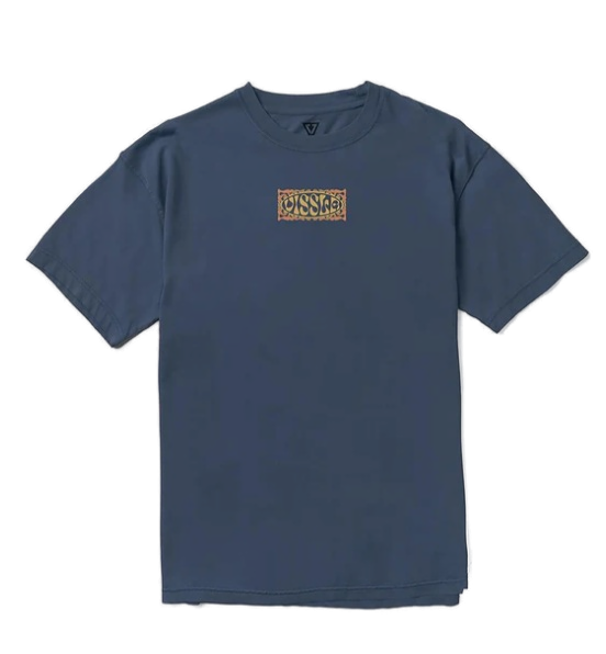 Blue t-shirt with a small logo on a white background shed nine