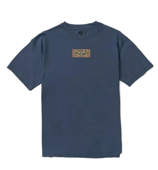 Blue t-shirt with a small logo on a white background shed nine