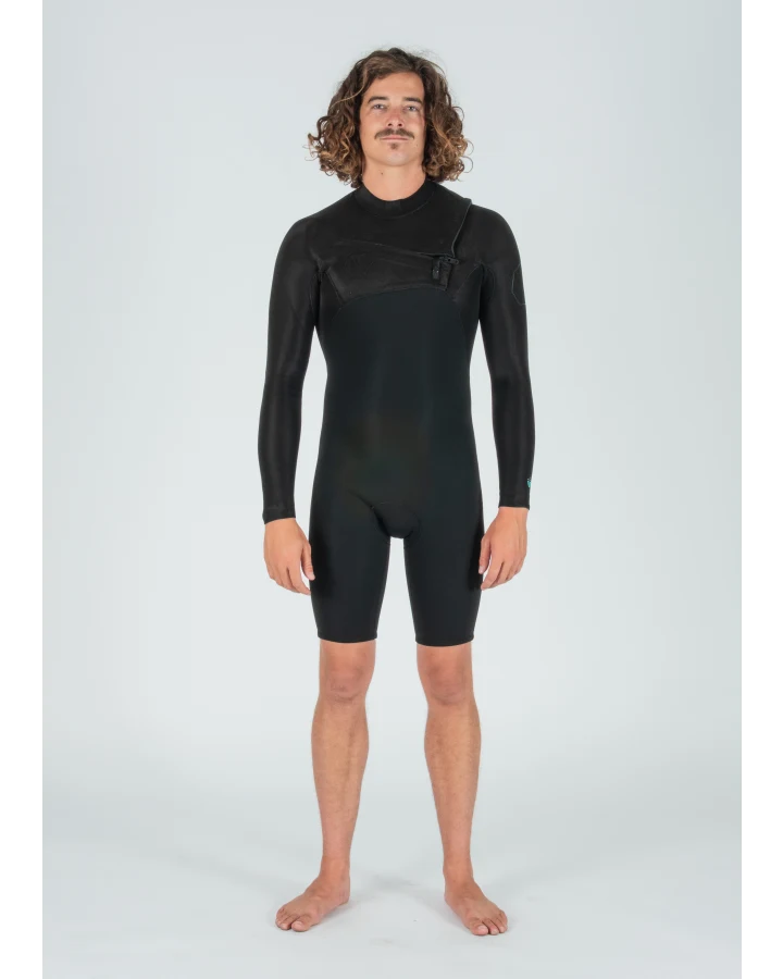 Person wearing a black wetsuit on a white background shed nine