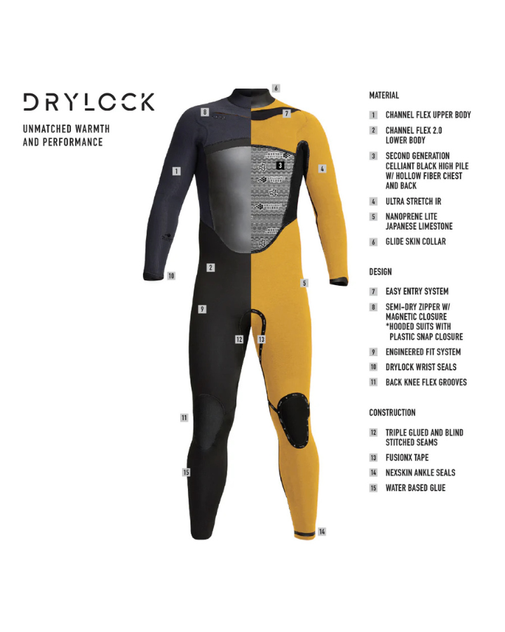 Xcel Drylock 4/3mm L/S Steamer Black - view 8