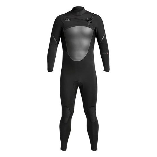 Xcel men’s black Axis X 4/3mm steamer wetsuit front view shed nine
