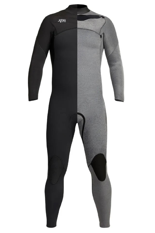 Xcel Men’s Comp 4/3mm Chest Zip Steamer Wetsuit in Dark Forest back view shed nine