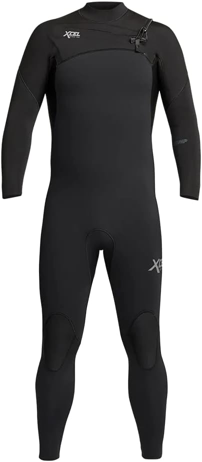Xcel Men’s Comp Chest Zip Steamer Wetsuit in black front view Shed Nine